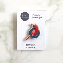 Load image into Gallery viewer, Wooden Pin Badge - Northern Cardinal
