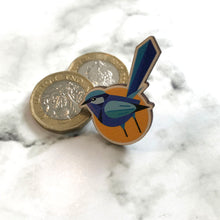 Load image into Gallery viewer, Wooden Pin Badge - Splendid Fairy Wren