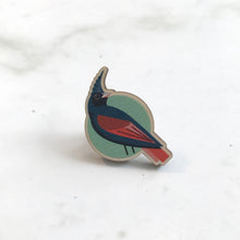 Load image into Gallery viewer, Wooden Pin Badge - Crested Bunting