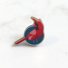 Load image into Gallery viewer, Wooden Pin Badge - Northern Cardinal