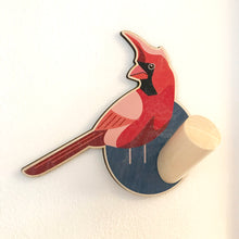 Load image into Gallery viewer, Wooden Wall Hook - Northern Cardinal