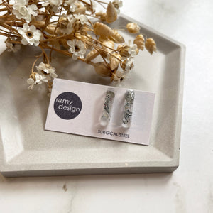 Silver Leaf Mini Bar Studs