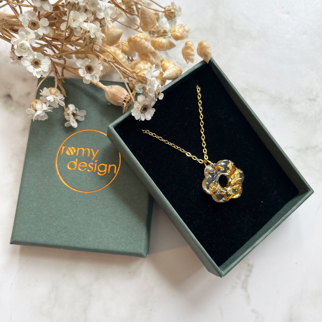 Gold Leaf Flower Charm Necklace