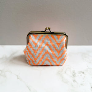 Orange Chevron Metal Framed Purse