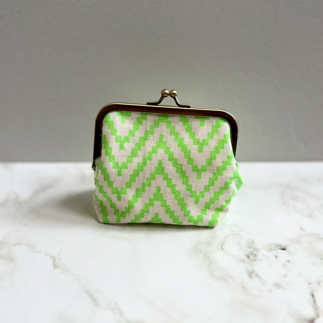 Green Chevron Metal Framed Purse