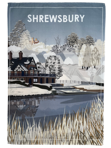 Winter Boathouse Tea Towel