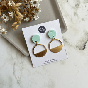 Light Mint Dangly Circular Earrings