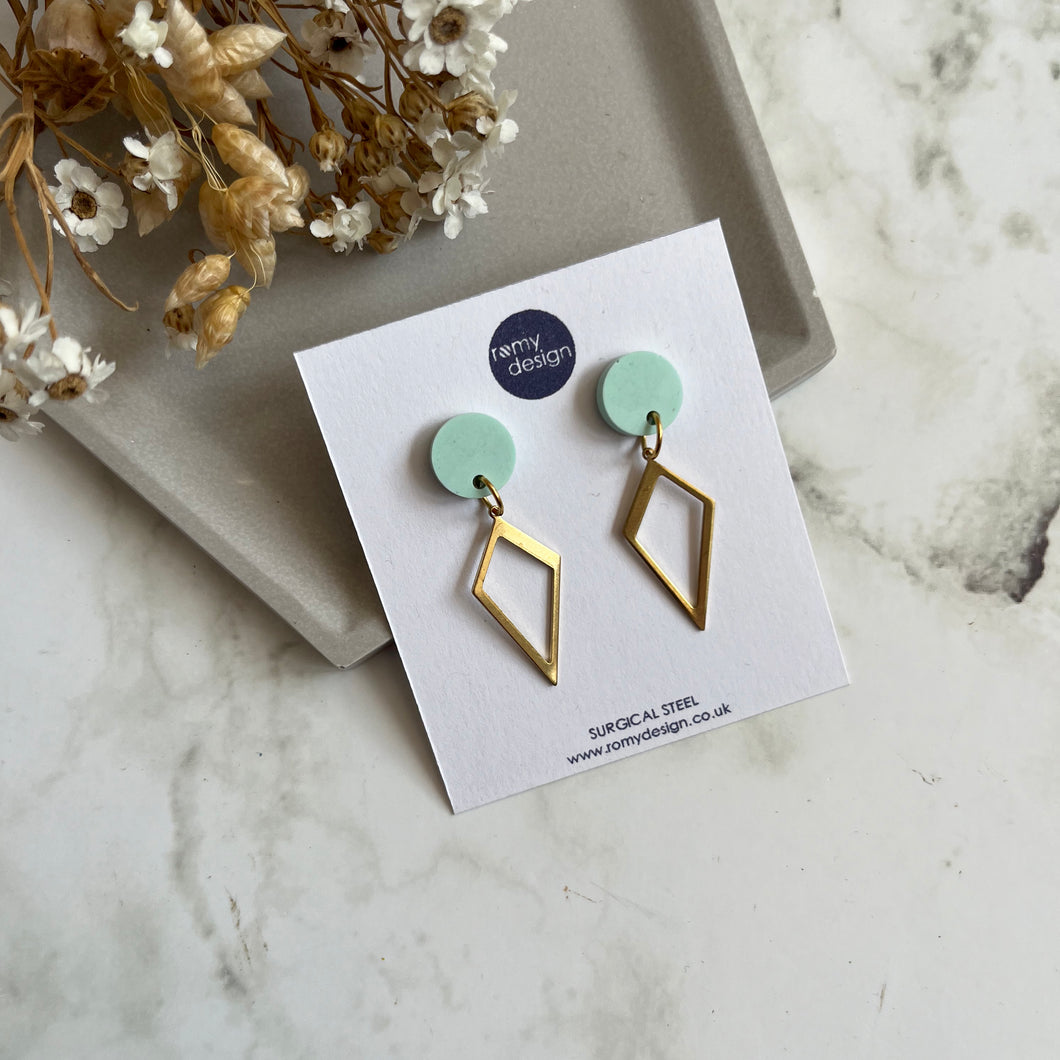 Light Mint Dangly Diamond Earrings