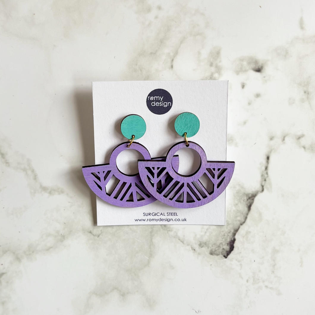 Wooden Dangly Stud Earrings