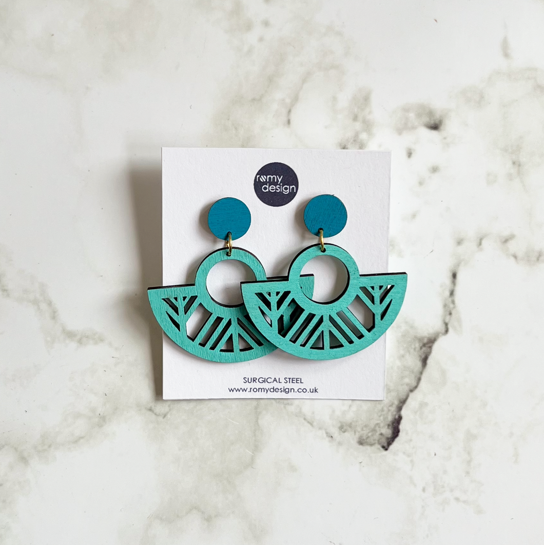 Wooden Dangly Stud Earrings