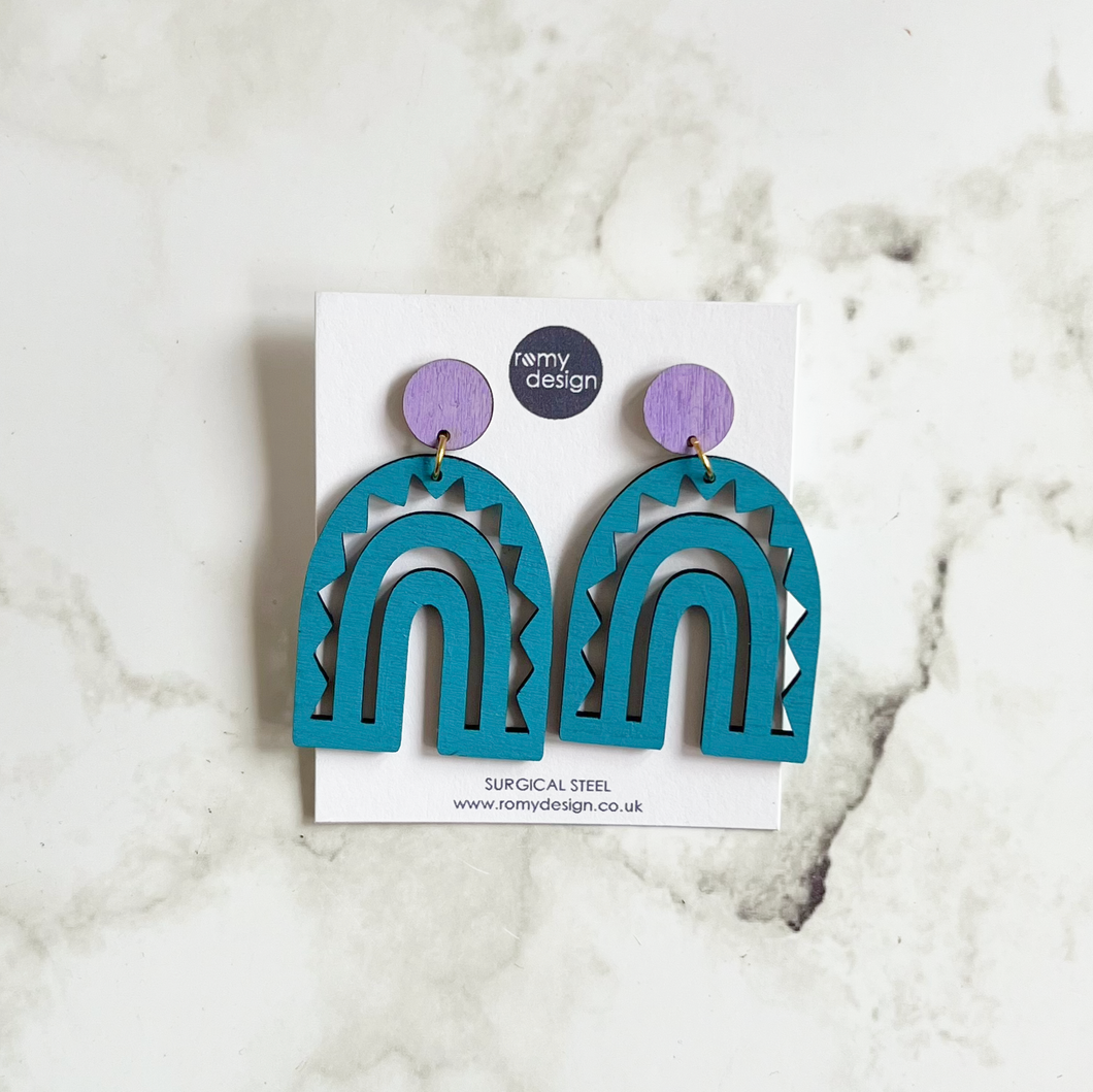 Wooden Dangly Stud Earrings