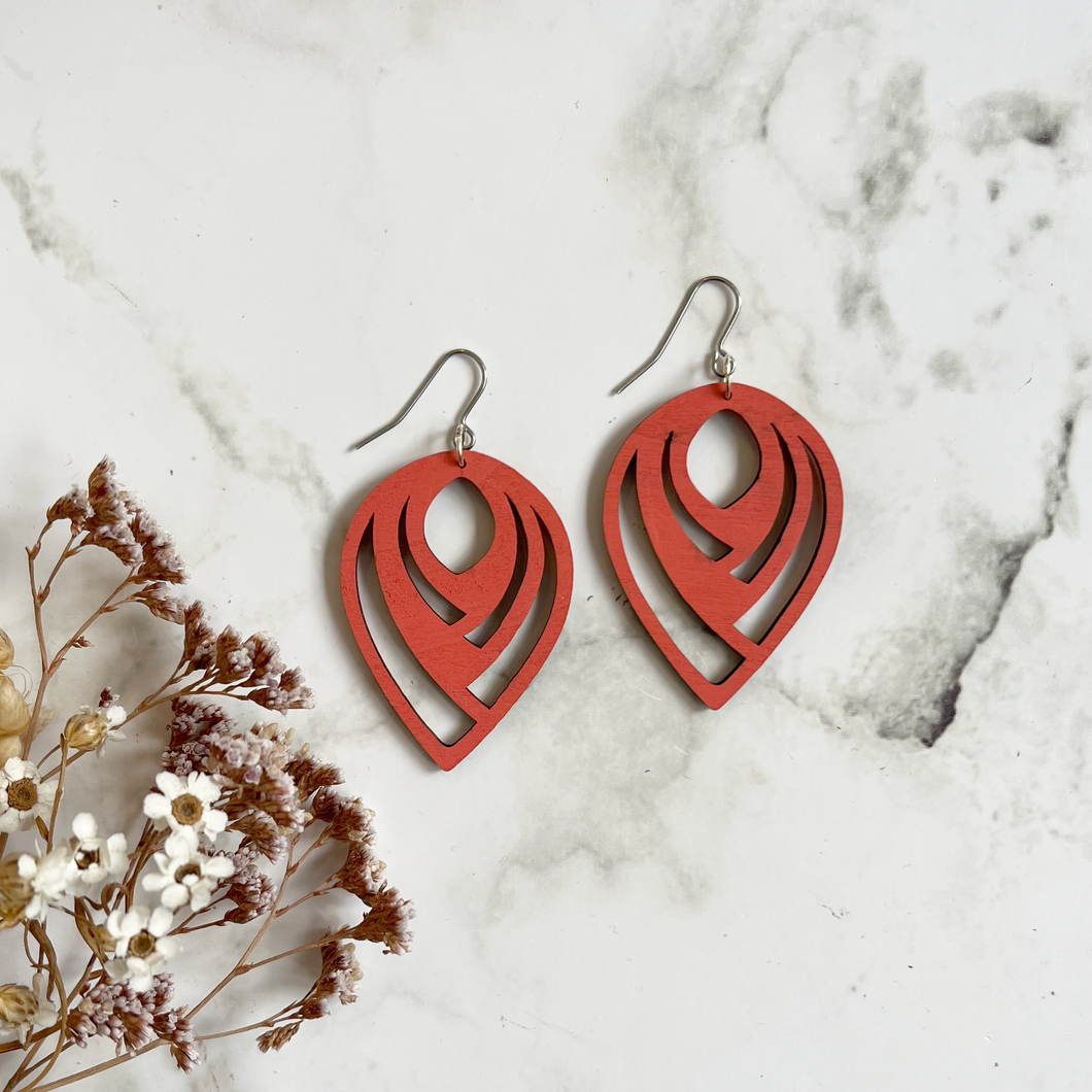 Wooden Dangly Earrings