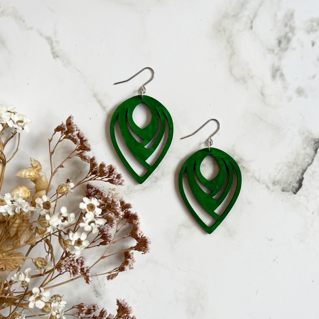 Wooden Dangly Earrings