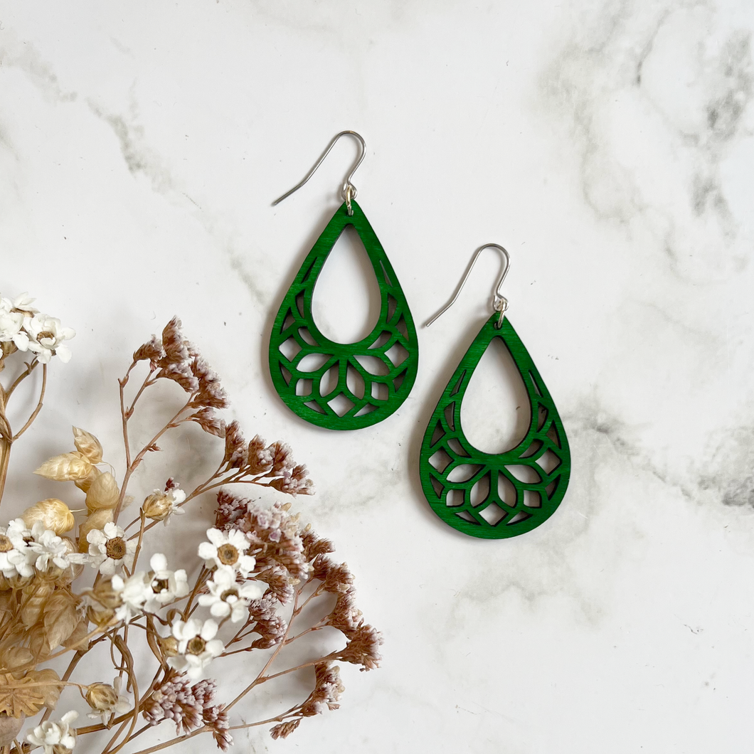 Wooden Dangly Earrings