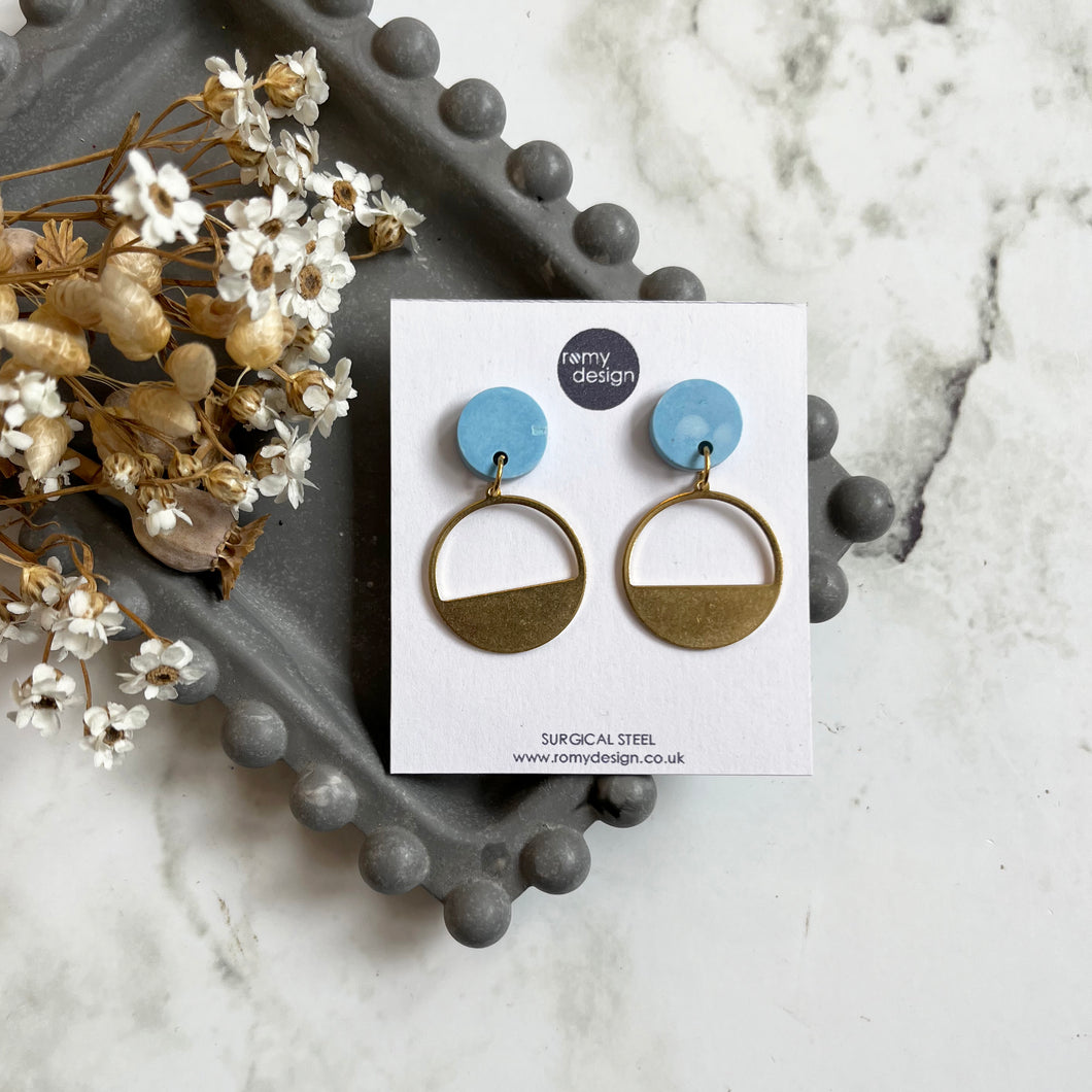 Light Blue Dangly Circular Earrings