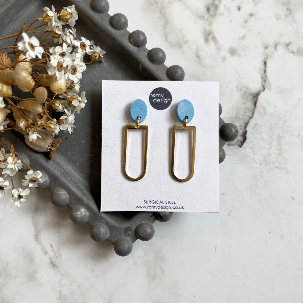 Light Blue Dangly Geometric Earrings