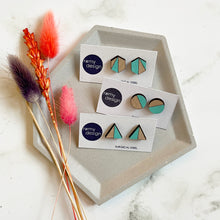 Load image into Gallery viewer, Light Teal Wooden Earring Studs
