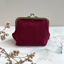 Load image into Gallery viewer, Burgundy Corduroy Metal Framed Purse
