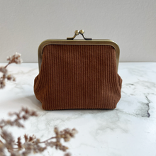 Load image into Gallery viewer, Mid Brown Corduroy Metal Framed Purse
