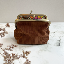 Load image into Gallery viewer, Mid Brown Corduroy Metal Framed Purse
