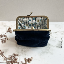 Load image into Gallery viewer, Navy Corduroy Metal Framed Purse
