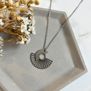 Silver Geometric Fan Necklace