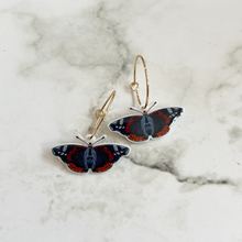 Load image into Gallery viewer, Red Admiral Butterfly Earrings
