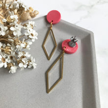 Load image into Gallery viewer, Red Dangly Diamond Earrings
