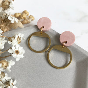 Pink Dangly Circular Earrings