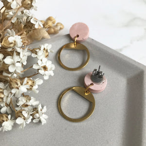 Pink Dangly Circular Earrings