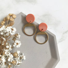Load image into Gallery viewer, Coral Dangly Circular Earrings
