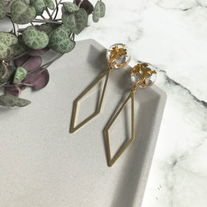 Gold Leaf Dangly Diamond Earrings
