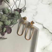 Load image into Gallery viewer, Gold Leaf Dangly Geometric Earrings
