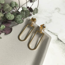 Load image into Gallery viewer, Gold Leaf Dangly Geometric Earrings
