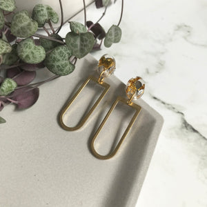 Gold Leaf Dangly Geometric Earrings