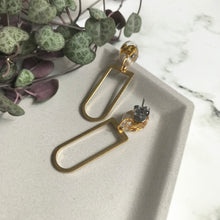 Load image into Gallery viewer, Gold Leaf Dangly Geometric Earrings
