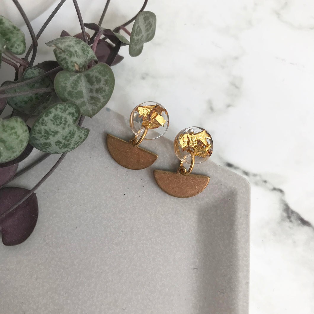Mini Gold Leaf Dangly Earrings