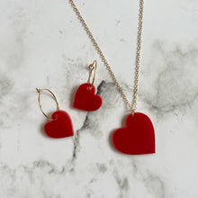 Load image into Gallery viewer, Red Heart Earring Hoops
