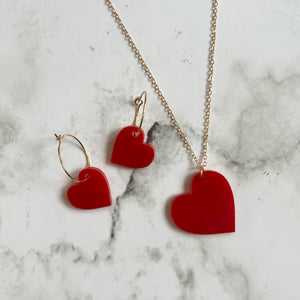 Red Heart Earring Hoops