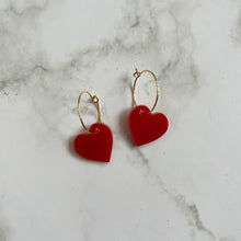 Load image into Gallery viewer, Red Heart Earring Hoops
