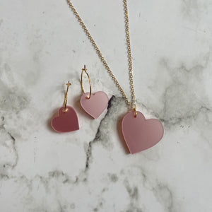 Pearl Pink Heart Earring Hoops