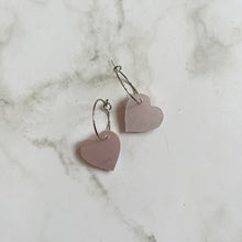 Load image into Gallery viewer, Metallic Pink Heart Earring Hoops
