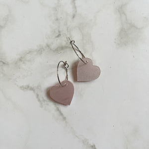 Metallic Pink Heart Earring Hoops