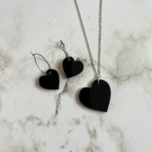 Load image into Gallery viewer, Black Heart Earring Hoops
