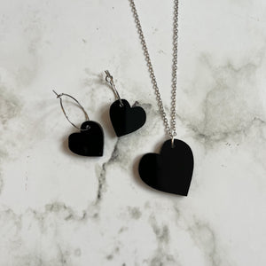 Black Heart Earring Hoops