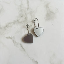 Load image into Gallery viewer, Metallic Pewter Heart Earring Hoops
