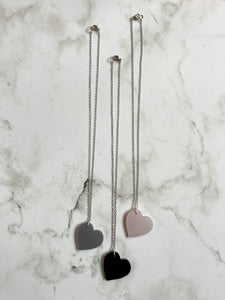 Metallic Pink Heart Necklace