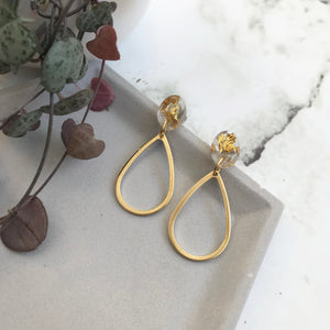 Gold Leaf Dangly Teardrop Earrings