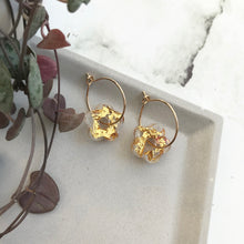 Load image into Gallery viewer, Gold Leaf Flower Hoops
