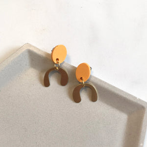 Orange & Gold Dangly U-shape Earrings